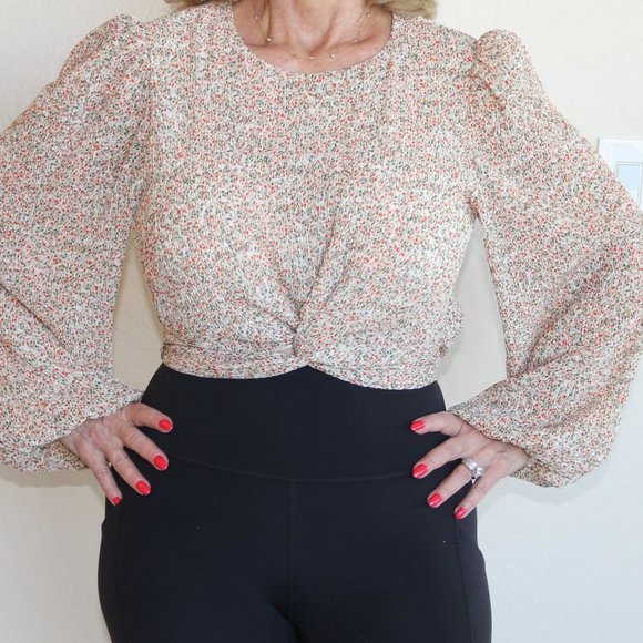 Minkpink Lydia Twist Plisse Long-Sleeve Blouse Size XS - Picture 1 of 12